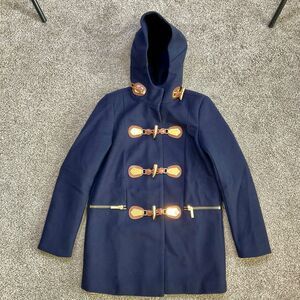 NEW Michael Kors Wool Hooded Duffle Coat Jacket Womens Small‎ Toggle Winter Blue